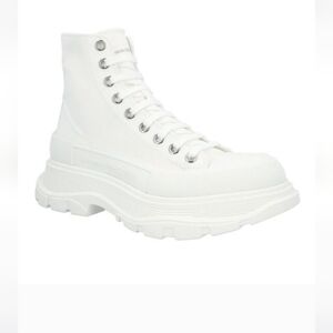 Alexander McQueen White Canvas High-Top Sneakers